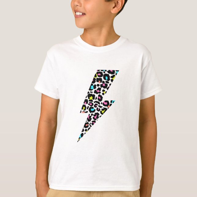leopard, lightning bolt, leopard print  t shirt (Framsida)