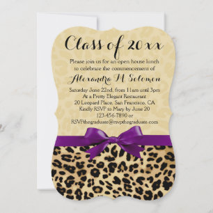 Leopard Lila Bow Studenten/Party Investigation Inbjudningar