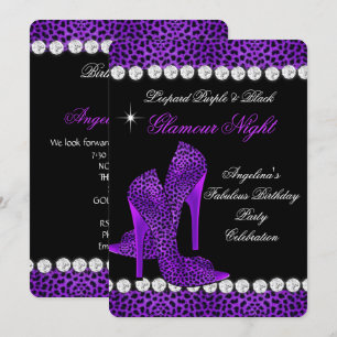 Leopard Lila Svart Glamour Natt Glitter Skor Inbjudningar