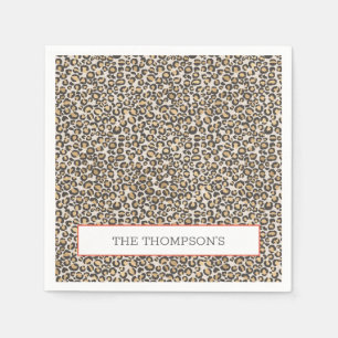 Leopard Linen Monogram Chic Safari Animal Print Pappersservett