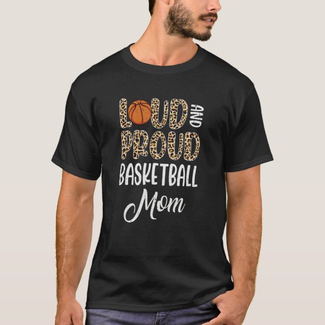 Leopard Loud Proud American Basketball Mom Family T Shirt (Framsida)