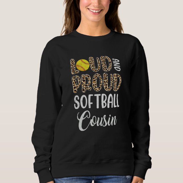 Leopard Loud Proud American Softball Cousin Family T Shirt (Framsida)