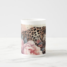 Leopard Love & Rosor Mugg Benporslin Mugg