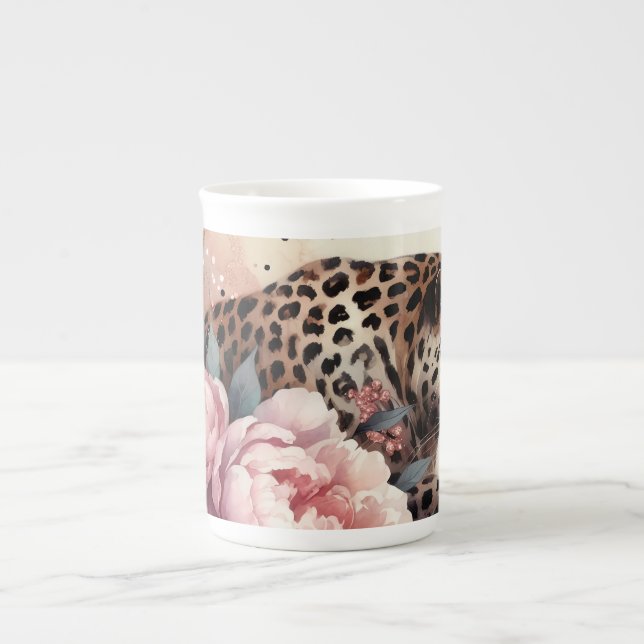 Leopard Love & Rosor Mugg Benporslin Mugg (Framsidan)