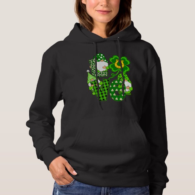 Leopard Love Three Gnomes Lucky Shamrock St. Patri T Shirt (Framsida)