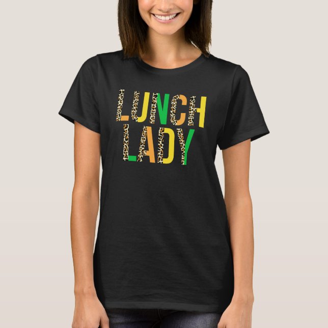 Leopard Lucky Lunch Lady St Patrick's Day Cafeteri T Shirt (Framsida)