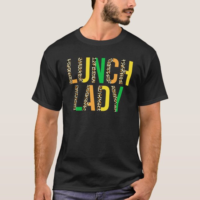 Leopard Lucky Lunch Lady St Patrick's Day Cafeteri T Shirt (Framsida)