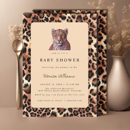 Leopard Luxury Lejon Tiger Wool Mönster Baby Showe Inbjudningar