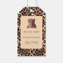 Leopard Luxury Lejon Tiger Wool Mönster Baby Showe Presentetikett