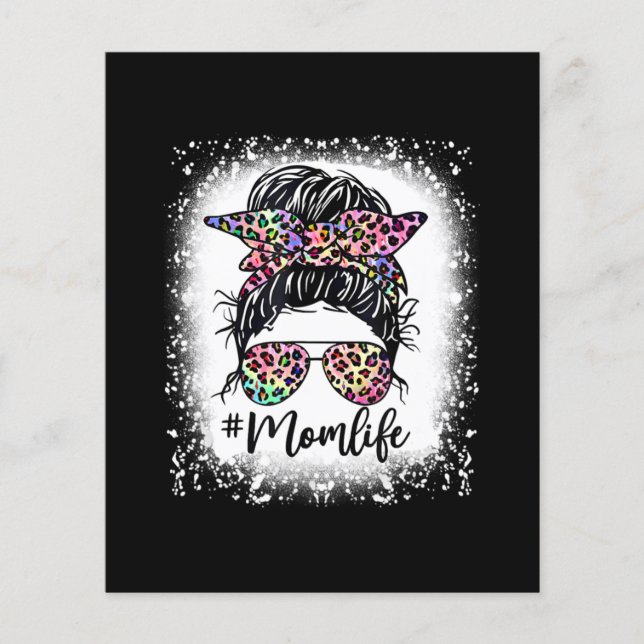 Leopard Mamma Life Messy Bun Tie Dye Mors dag Flygblad (Framsidan)