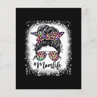Leopard Mamma Life Messy Bun Tie Dye Mors dag Flygblad