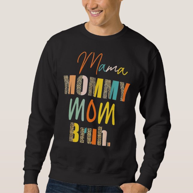 Leopard Mamma Mamma Mamma Bruh Mors dag Womens Lång Ärmad Tröja (Framsida)