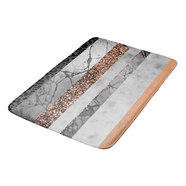 Leopard Marble Glitter Ränder Glam 3 Badrumsmatta (Vinklad)