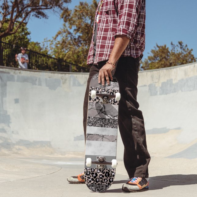 Leopard Marble Glitterränder Glam 1 Mini Skateboard Bräda 18,5 Cm (Utomhus 2)
