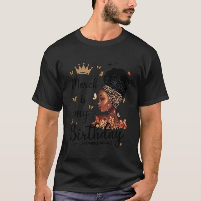 Leopard March är min födelsedag Ja hela månaden B T Shirt (Framsida)
