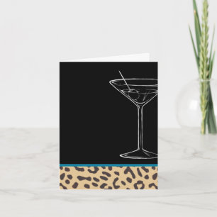 leopard martini-födelsedag kort