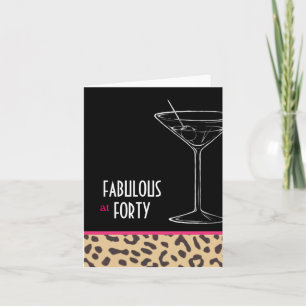 leopard martini-födelsedag kort