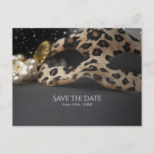 Leopard Maskeradmask & Pärlor Spara Datum Meddelande Vykort
