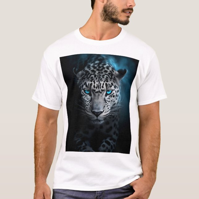 Leopard med Blue Ögon - Unique Wildlife T-shirt D (Framsida)