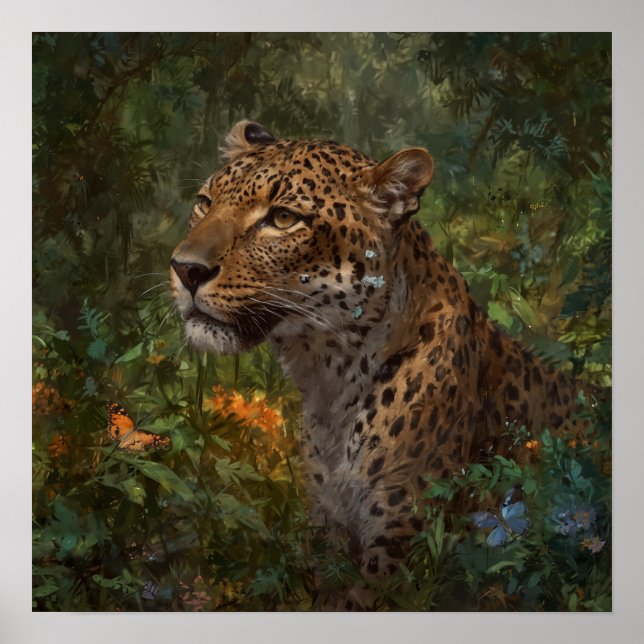 Leopard med fjärilar i Vilden Poster (Framsidan)