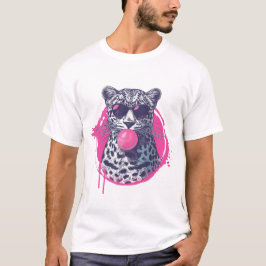 Leopard med solglasögon och bubbelgum t shirt