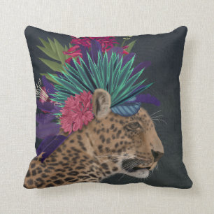 Leopard med Tropiskt hörlstycke Kudde