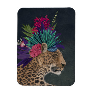 Leopard med Tropiskt hörlstycke Magnet