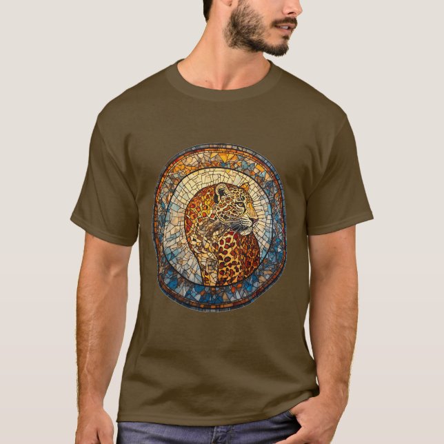 Leopard med varma och svala toner t shirt (Framsida)