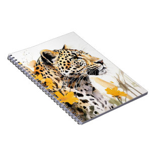 Leopard mellan gula blommor anteckningsbok
