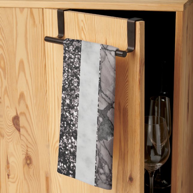 Leopard Mermor Glitterränder Glam 1 Kökshandduk (Thirds Fold)