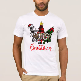 Leopard Merry Christmas Tree Buffalo Plaid T Shirt
