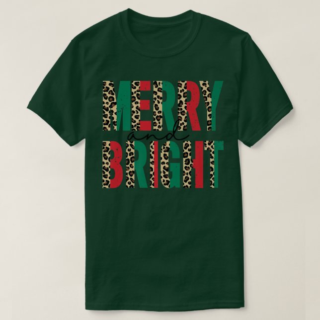 Leopard Merry och Bright jul Vibes Funny Chr T Shirt (Design framsida)