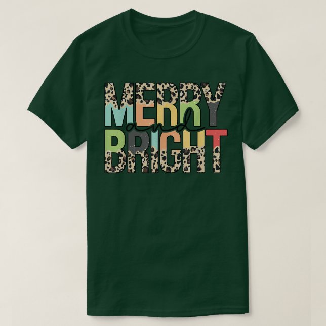 Leopard Merry och Bright Julhelg jul T Shirt (Design framsida)