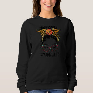 Leopard Messy Bun Basketball Mamaw Life Game Day V T Shirt