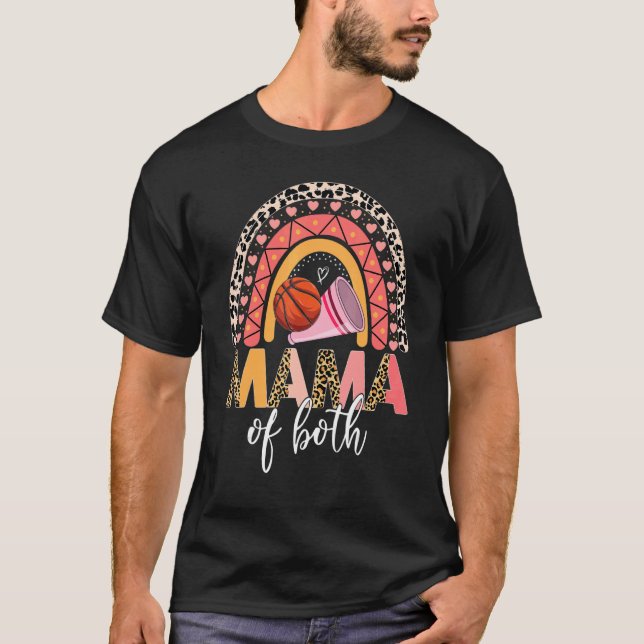 Leopard Messy Bun Cheer Basketball Mamma av båda m T Shirt (Framsida)