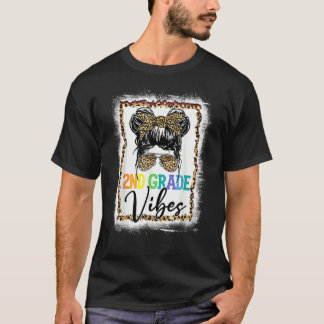 Leopard Messy Bun leached Girls 2:a Klass tillbaka T Shirt