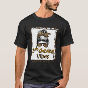 Leopard Messy Bun leached Girls 2:n Klass tillbaka T Shirt