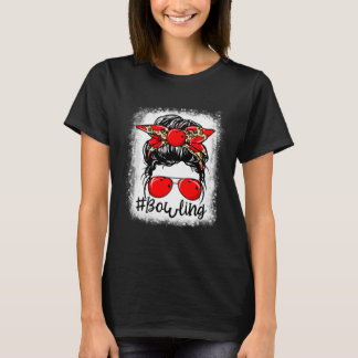 Leopard Messy Bun Mamma Mor s Day Bowling Mamma T Shirt