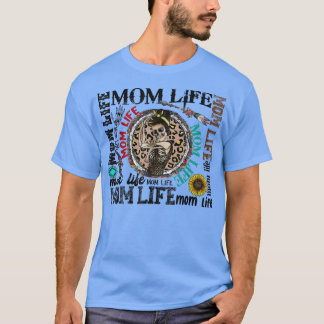 Leopard Messy Bun Skeleton Mamma Life Lightning Bo T Shirt