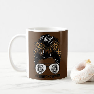 Leopard Messy Hair Bun Chow Chow Mamma för kvinnor Kaffemugg