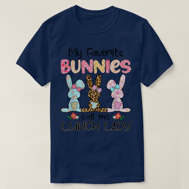 Leopard Min favoritbunnies kallar mig Lunch Dam Ea T Shirt (Design framsida)