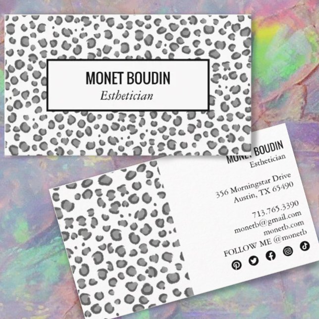 Leopard Modern Animal Print Social Media Icons Visitkort (Skapare uppladdad)