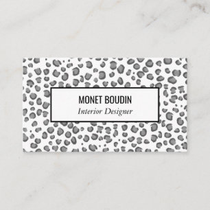 Leopard Modern Anpassningsbar Black White Animal P Visitkort