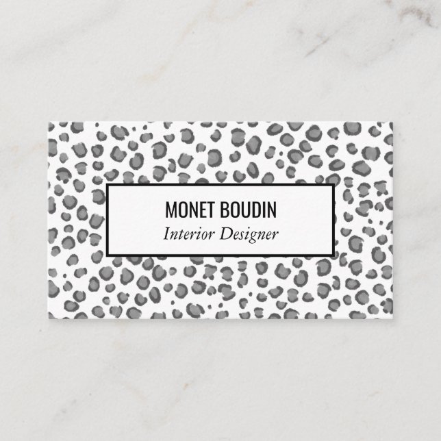Leopard Modern Anpassningsbar Black White Animal P Visitkort (Framsida)