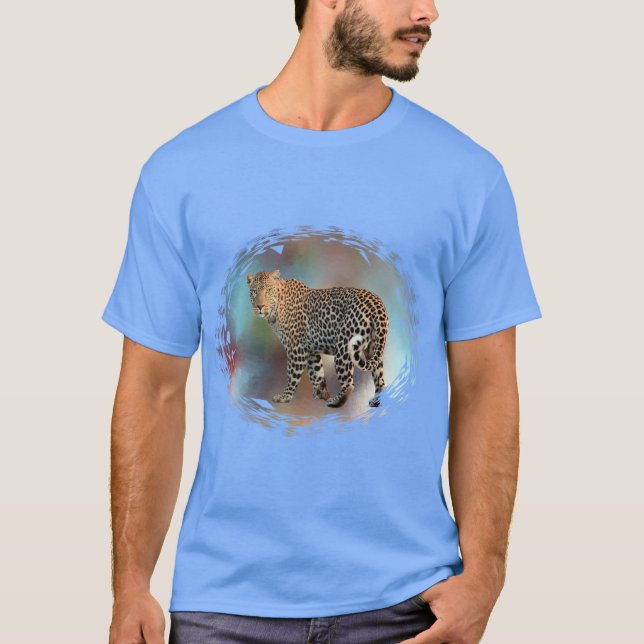 Leopard Modern Elegant Carolina Blue-mall T Shirt (Framsida)