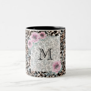 leopard, modern, fläckig, brun, beige, skinn, Två-Tonad mugg