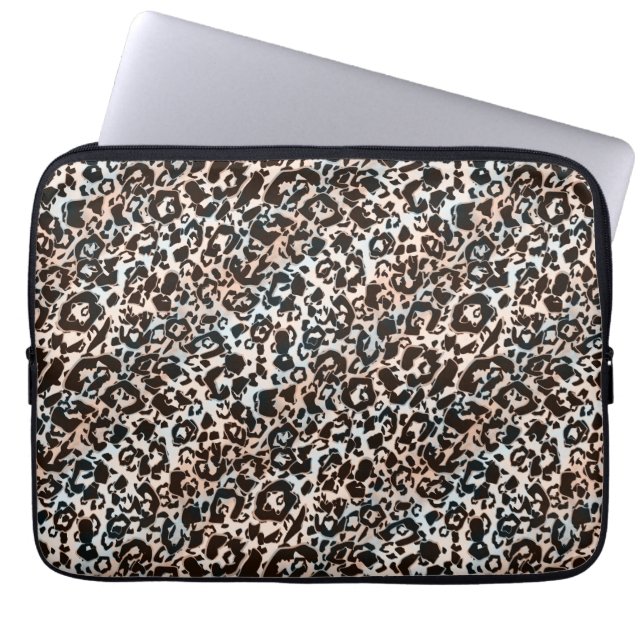 leopard, modig, fläckig, brun, beige, hud, laptop fodral (Framsidan)