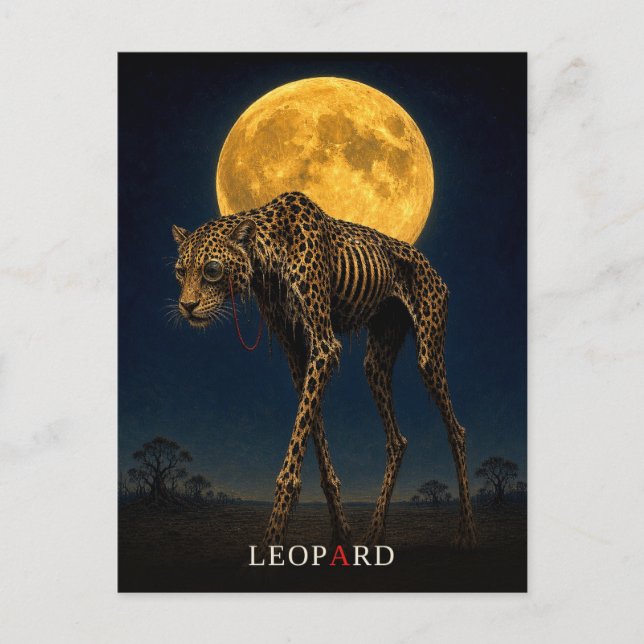 Leopard Monocle gotisk Surrealistisk Vykort (Framsida)