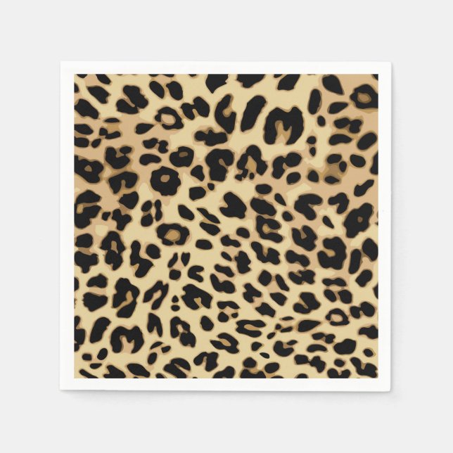 Leopard Mönster Animal Print Black/Guld Pappersservett (Framsidan)