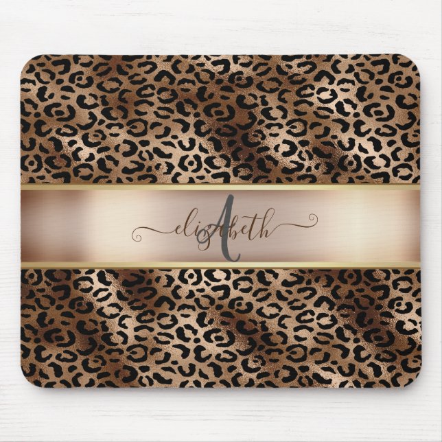 Leopard Mönster Black Bronze Monogram Musmatta (Framsidan)
